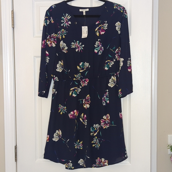Maurice's Navy Blue Floral 3/4 Sleeve Mini Dress - Women's Size Medium F… - Picture 1 of 12